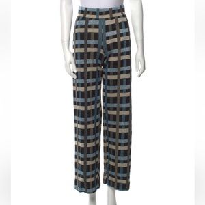 Stine Goya magic check blue plaid print pants